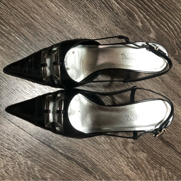 Vintage Franco Fortini "Marilyn" Black Leather Kitten Heel Pumps - Picture 2 of 10